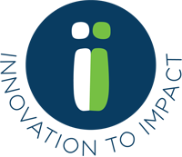 I2I logo of a dark blue circle on a white background. The words 'INNOVATION TO IMPACT' in all caps and blue are curved around the bottom of the circle. Within the blue circle are two lower case 'i's adjacent to each other. The left i is white. The right i is green.